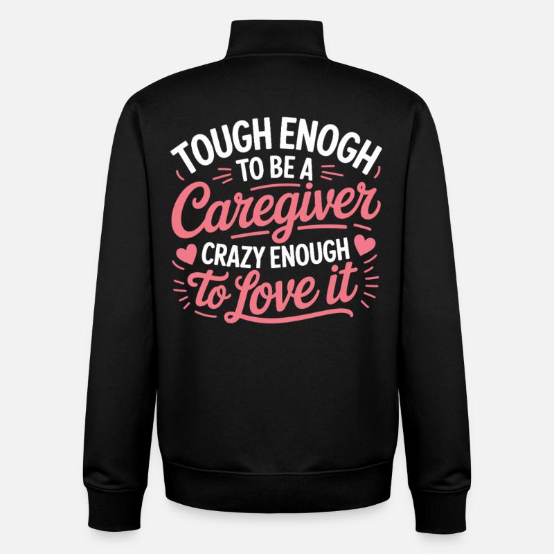 Caregiver Pride Script Pink - Unisex Organic Zip Sweatshirt by Stanley/Stella - black
