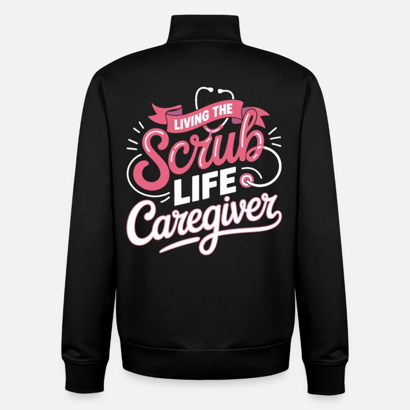 Devise du soignant Scrub Life - Sweat zippé unisexe en coton bio Stanley/Stella - noir