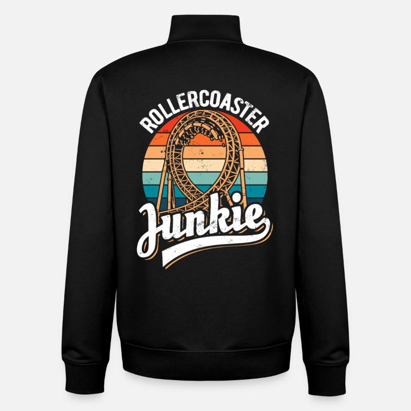 Rollercoaster Junkie - Roller Coaster - Boucle - Sweat zippé unisexe en coton bio Stanley/Stella - noir