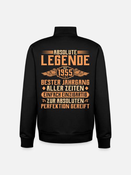 70th Birthday - Legend since 1955.png - Unisex Organic Zip Sweatshirt by Stanley/Stella - black