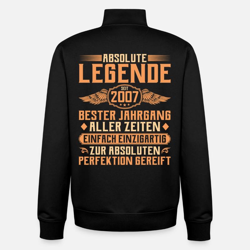 18th birthday - Legend since 2007 - Unisex Organic Zip Sweatshirt by Stanley/Stella - black