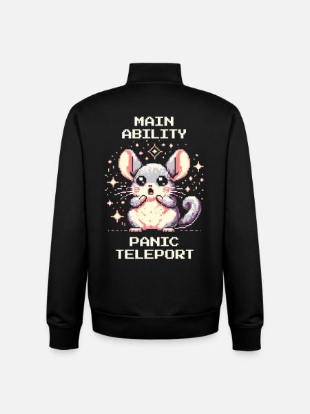 Main Ability: Panic Teleport | Chinchilla - Unisex Organic Zip Sweatshirt by Stanley/Stella - black