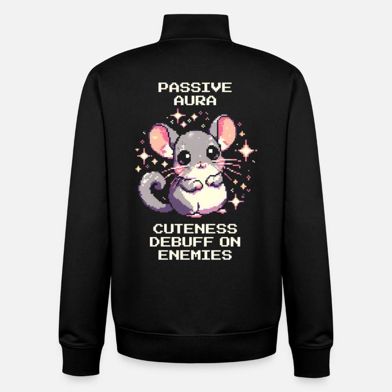 Passive Aura: Niedlichkeits-Debuff | Chinchilla - Unisex Organic Zip Sweatshirt von Stanley/Stella - Schwarz