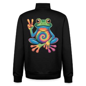 Frosch Hippie Tie-Dye Friedenszeichen - Unisex Organic Zip Sweatshirt von Stanley/Stella - Schwarz - Hinten - AI Model Male 185 light (185cm)