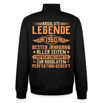 65th birthday - Legend since 1960 - Unisex Organic Zip Sweatshirt by Stanley/Stella - black - Back - AI Model Male 185 light (185cm)