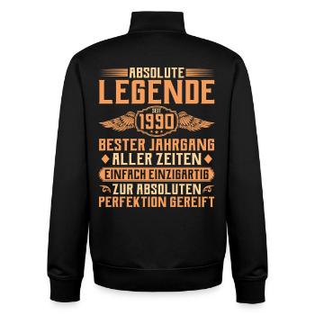35e anniversaire - Légende depuis 1990 - Sweat zippé unisexe en coton bio Stanley/Stella - noir - Dos - AI Model Male 185 light (185cm)