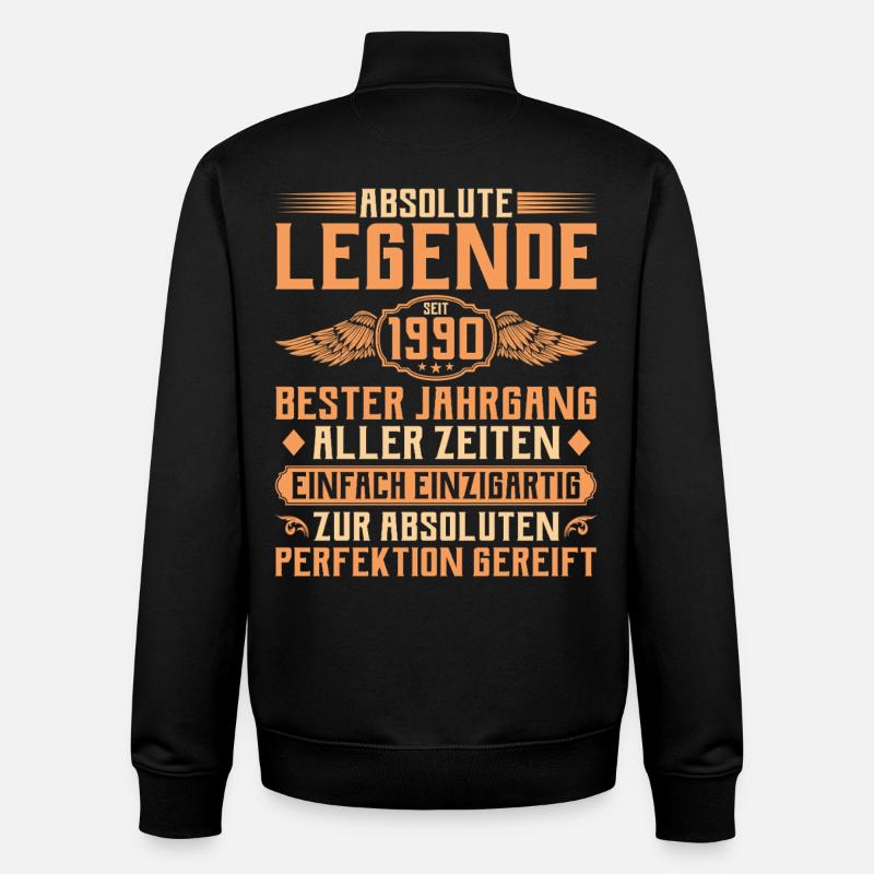 35th birthday - Legend since 1990 - Unisex Organic Zip Sweatshirt by Stanley/Stella - black