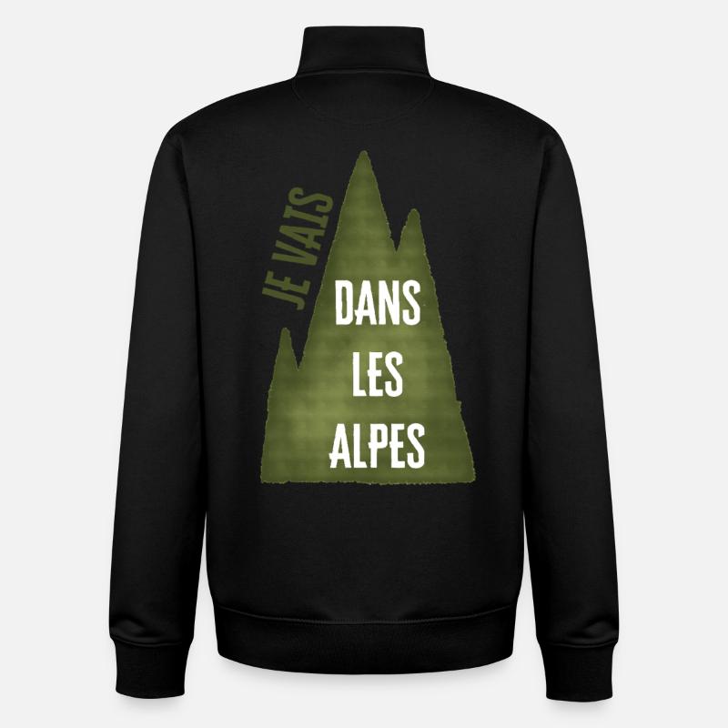 Je Vais Dans Les Alpes - Sweat zippé unisexe en coton bio Stanley/Stella - noir
