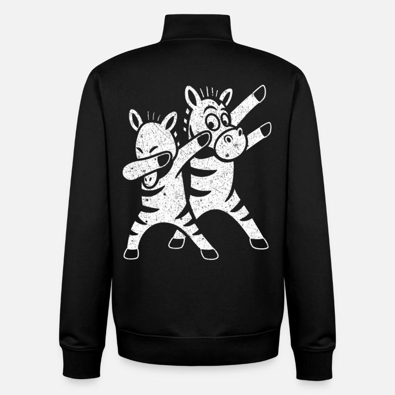 Drôle Dansant Zèbres Dabbing - Sweat zippé unisexe en coton bio Stanley/Stella - noir