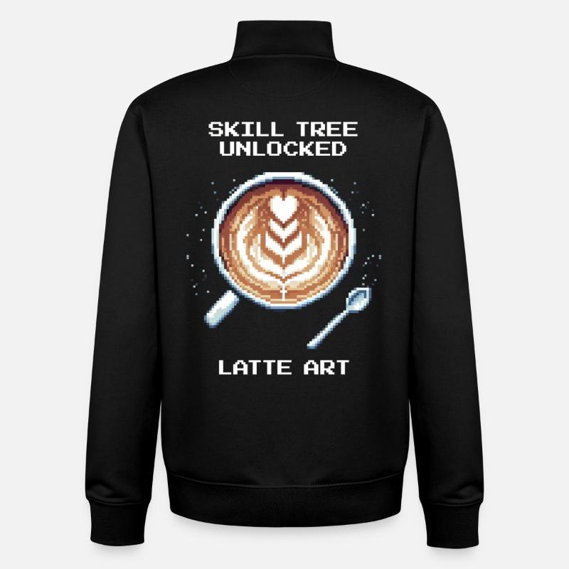 Skill tree unlocked: Latte Art | Barista - Unisex Organic Zip Sweatshirt by Stanley/Stella - black