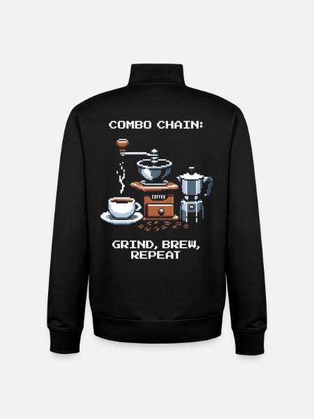 Combo chain: Grind, Brew, Repeat | Coffee - Unisex Organic Zip Sweatshirt by Stanley/Stella - black