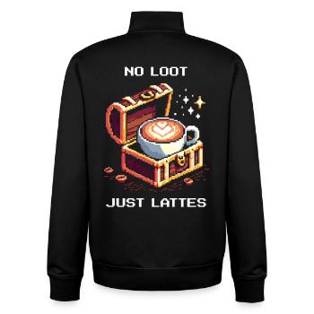 Kein Loot, nur Latte | Kaffee Barista - Unisex Organic Zip Sweatshirt von Stanley/Stella - Schwarz - Hinten - AI Model Male 185 light (185cm)