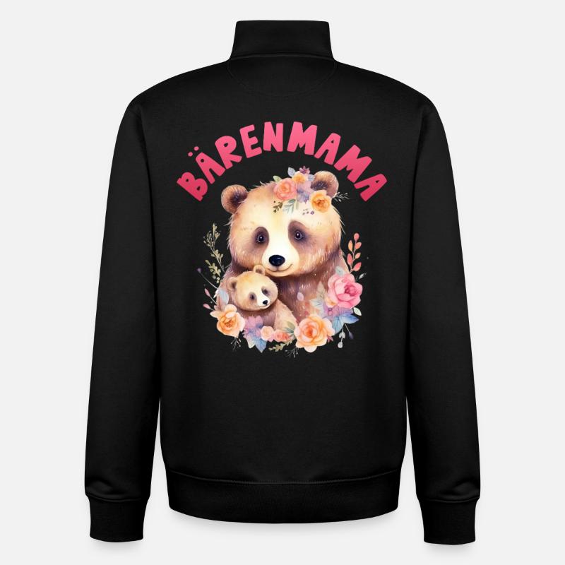 Future maman BEAR MAMA Drôle - Sweat zippé unisexe en coton bio Stanley/Stella - noir