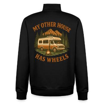 My Other House Has Wheels Funny Camper - Unisex Organic Zip Sweatshirt by Stanley/Stella - black - Back - AI Model Male 185 light (185cm)