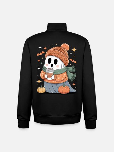 Ghost Cute Halloween Autumn - Unisex Organic Zip Sweatshirt by Stanley/Stella - black
