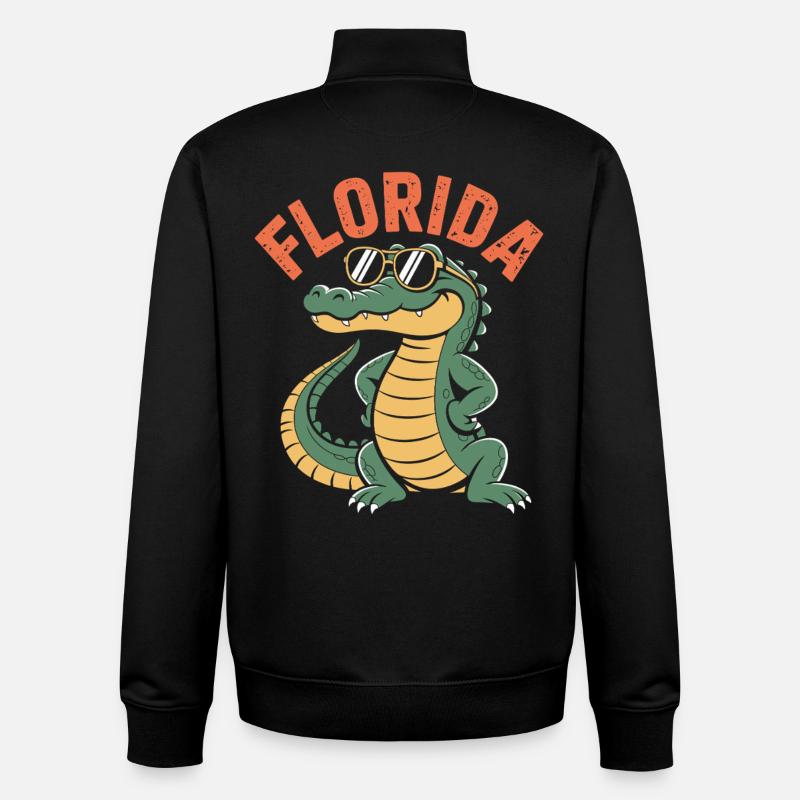 Alligator de Floride - Sweat zippé unisexe en coton bio Stanley/Stella - noir