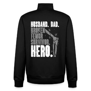 Beinbruch Gebrochener Oberschenkel Vater - Unisex Organic Zip Sweatshirt von Stanley/Stella - Schwarz - Hinten - AI Model Male 185 light (185cm)