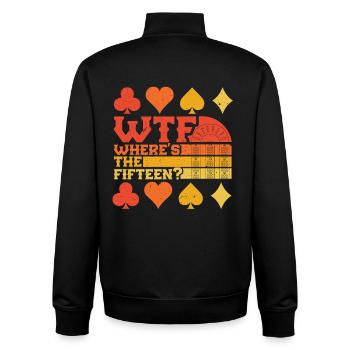 Cribbage Where's The Fifteen? - Unisex Organic Zip Sweatshirt by Stanley/Stella - black - Back - AI Model Male 185 light (185cm)