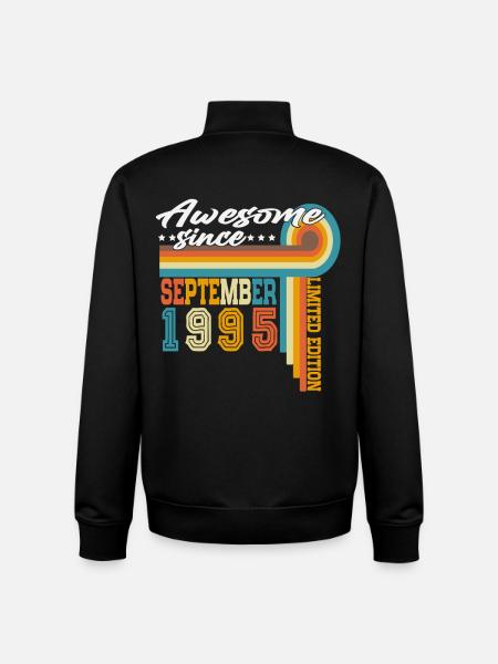 Vintage September 1995 Vintage Retro Birthday - Unisex Organic Zip Sweatshirt by Stanley/Stella - black