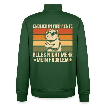 Enfin en retraite anticipée - Capybara - Retraite partielle - Sweat zippé unisexe en coton bio Stanley/Stella - vert bouteille - Dos - AI Model Male 185 dark (185cm)