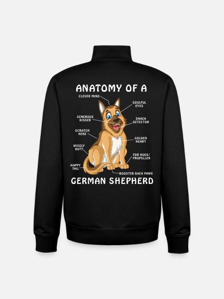 German Shepherd Anatomy - Unisex Organic Zip Sweatshirt by Stanley/Stella - black