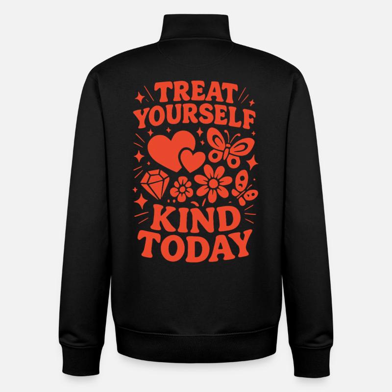 Soyez gentil avec vous-même aujourd'hui - Sweat zippé unisexe en coton bio Stanley/Stella - noir