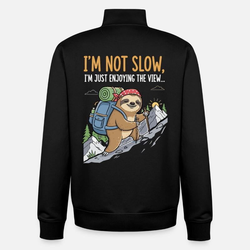 Faultier beim Bergsteigen mit Aussicht - Unisex Organic Zip Sweatshirt von Stanley/Stella - Schwarz