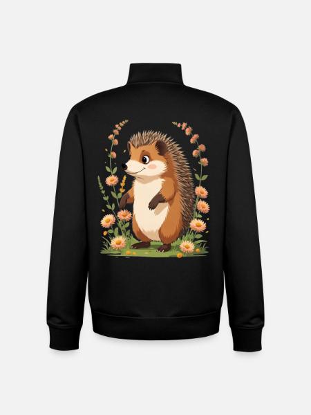 Niedlicher Igel mit Blumenkranz - Unisex Organic Zip Sweatshirt von Stanley/Stella - Schwarz