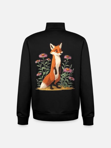 Fuchs mit Blumenmuster Illustration - Unisex Organic Zip Sweatshirt von Stanley/Stella - Schwarz