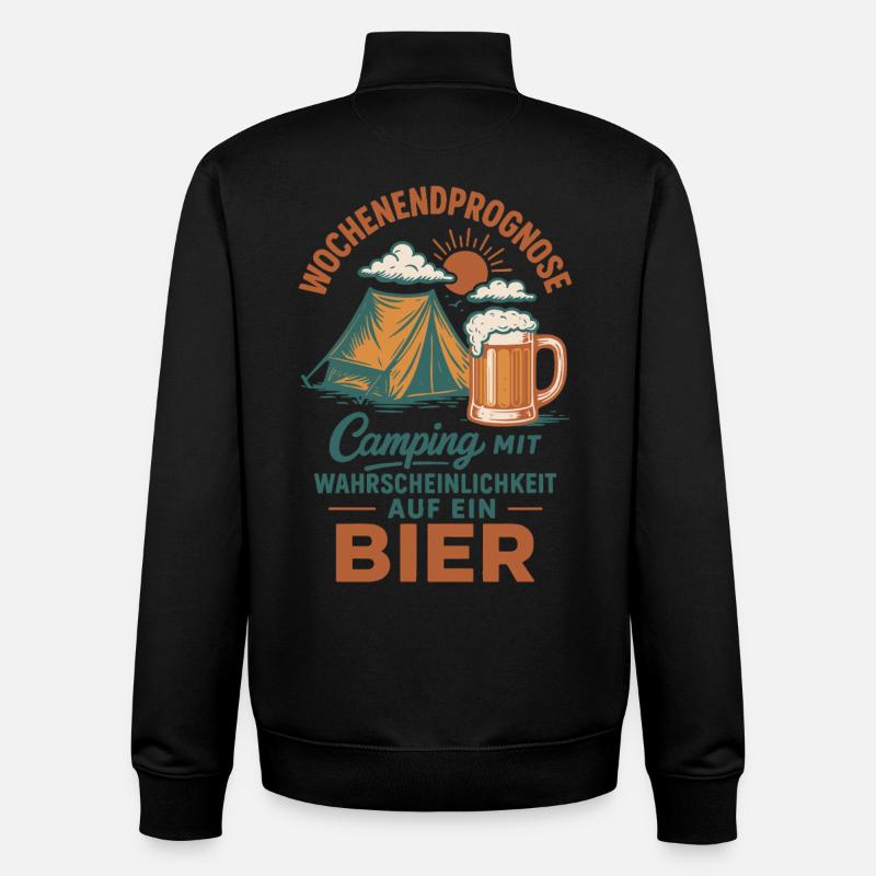 Prévisions du week-end Camping avec bière - Sweat zippé unisexe en coton bio Stanley/Stella - noir