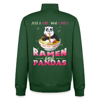 Girl Who Loves Ramen and Pandas Design - Unisex Organic Zip Sweatshirt by Stanley/Stella - bottle green - Back - AI Model Male 185 dark (185cm)
