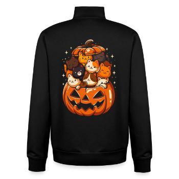 Chats mignons dans une citrouille d'Halloween - Sweat zippé unisexe en coton bio Stanley/Stella - noir - Dos - AI Model Male 185 light (185cm)