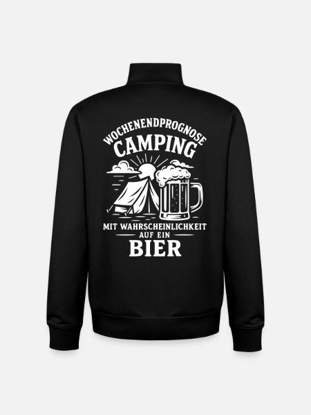 Camping Weekend Forecast with Beer - Unisex Organic Zip Sweatshirt by Stanley/Stella - black