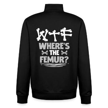 Gebrochener Oberschenkel Where's The Femur? - Unisex Organic Zip Sweatshirt von Stanley/Stella - Schwarz - Hinten - AI Model Male 185 light (185cm)