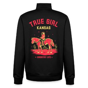 TRUE KANSAS GIRL - Unisex Organic Zip Sweatshirt by Stanley/Stella - black - Back - AI Model Male 185 light (185cm)