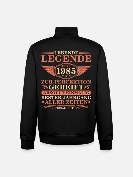 40e anniversaire, millésime 1985 - Sweat zippé unisexe en coton bio Stanley/Stella - noir