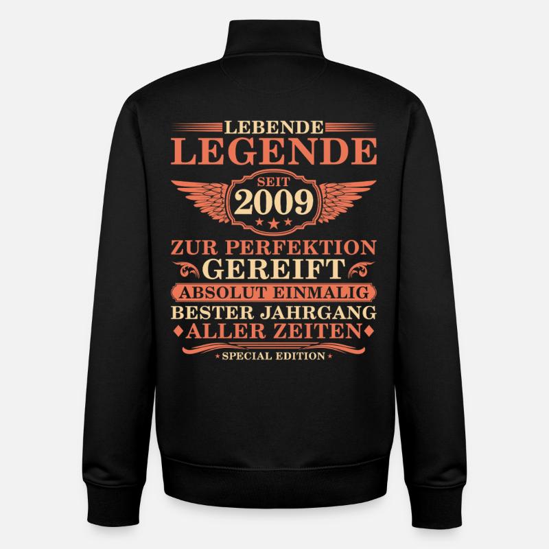 16e anniversaire millésime 2009 - Sweat zippé unisexe en coton bio Stanley/Stella - noir