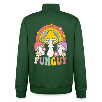 Funky mushroom design with rainbow - Unisex Organic Zip Sweatshirt by Stanley/Stella - bottle green - Back - AI Model Male 185 dark (185cm)