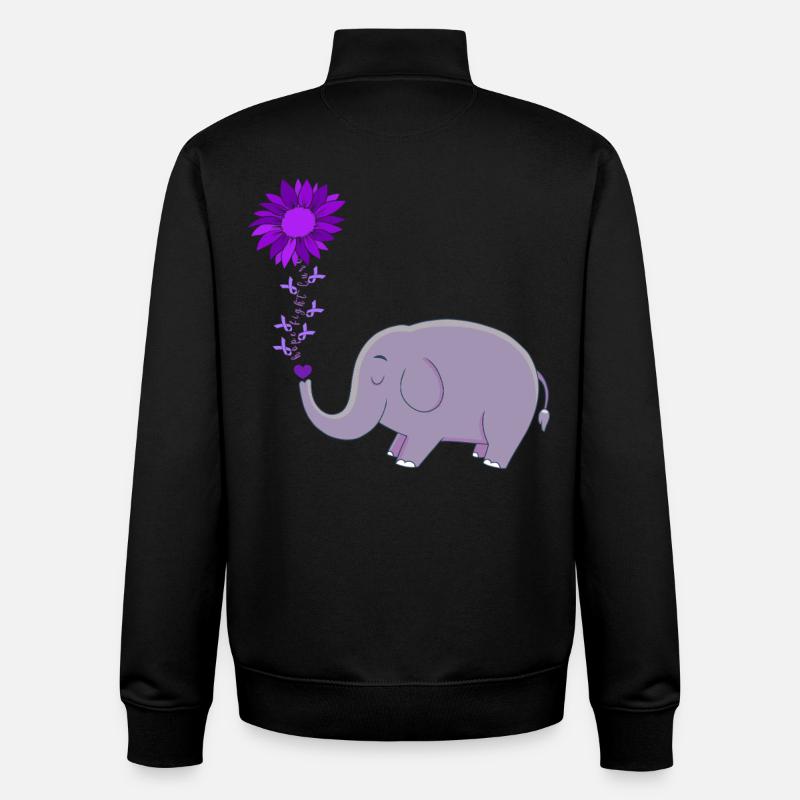Mignon éléphant fleur magie - Sweat zippé unisexe en coton bio Stanley/Stella - noir