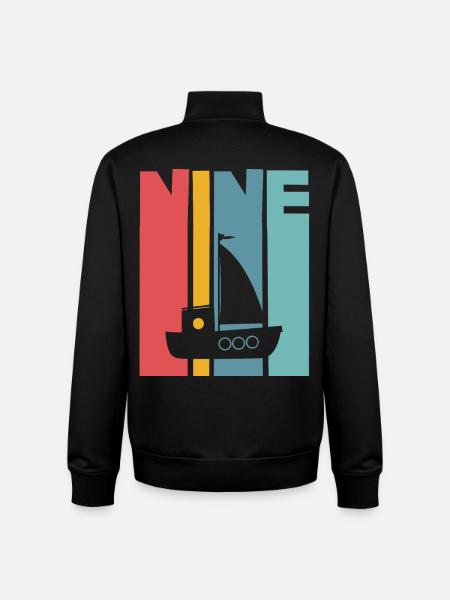 9th Birthday Sailing Ship - Unisex Organic Zip Sweatshirt by Stanley/Stella - black