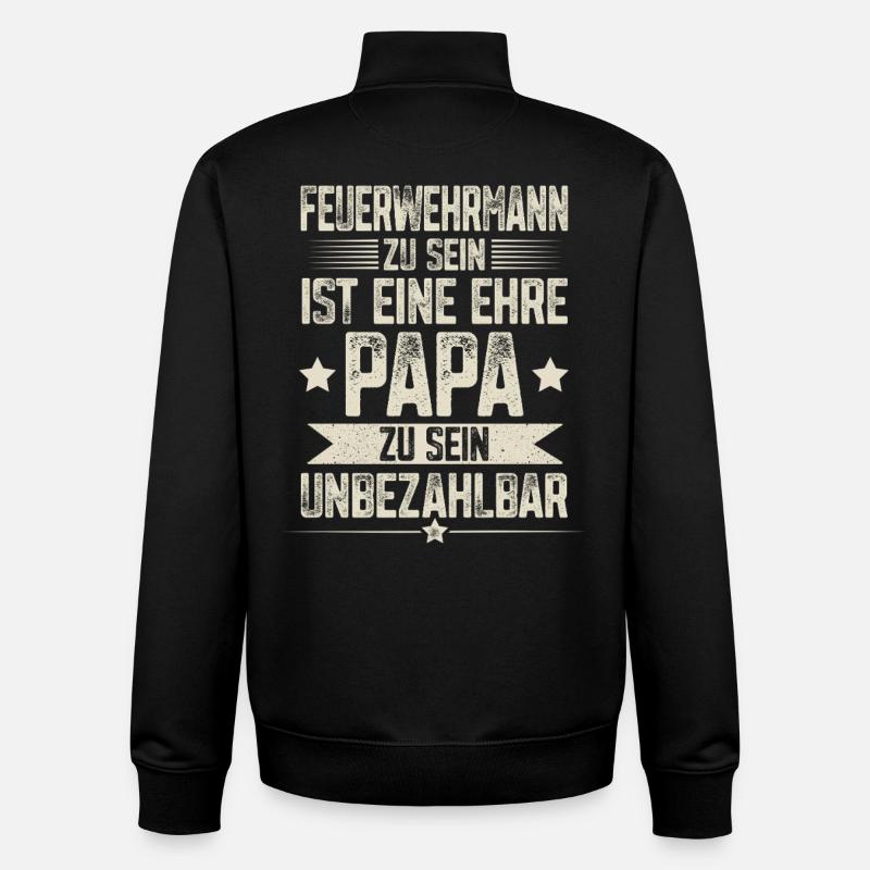 Papa pompier - Sweat zippé unisexe en coton bio Stanley/Stella - noir