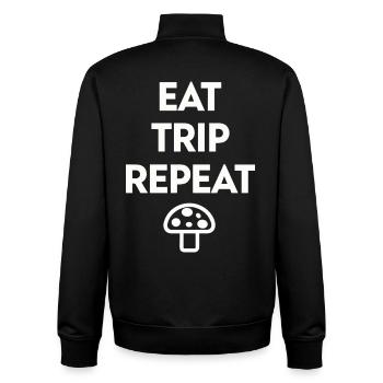 Eat Trip Repeat - Lustiger Pilz Spruch - Unisex Organic Zip Sweatshirt von Stanley/Stella - Schwarz - Hinten - AI Model Male 185 light (185cm)
