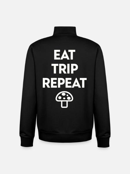Eat Trip Repeat - Funny Mushroom Saying - Unisex Organic Zip Sweatshirt by Stanley/Stella - black