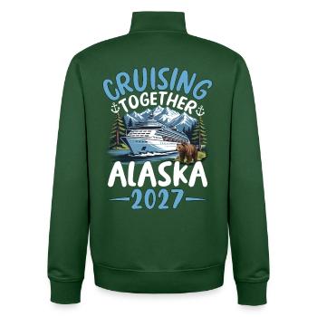 Alaska Cruise Ship Adventure 2023 - Unisex Organic Zip Sweatshirt by Stanley/Stella - bottle green - Back - AI Model Male 185 dark (185cm)