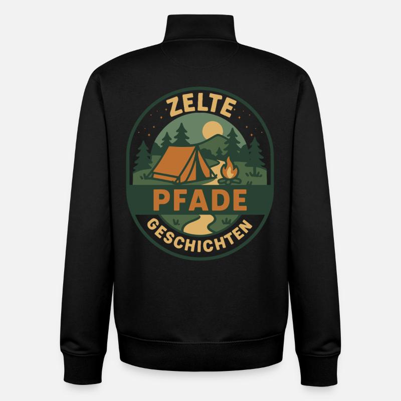 Tentes Chemins Histoires Camping Design - Sweat zippé unisexe en coton bio Stanley/Stella - noir