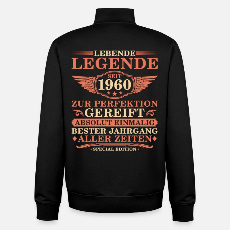 65e anniversaire Année millésime 1960 - Sweat zippé unisexe en coton bio Stanley/Stella - noir