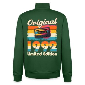 33rd Birthday Cassette October Year 1992 - Unisex Organic Zip Sweatshirt by Stanley/Stella - bottle green - Back - AI Model Male 185 dark (185cm)