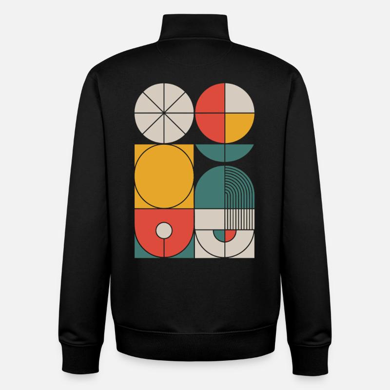 Composition des formes géométriques Bauhaus - Sweat zippé unisexe en coton bio Stanley/Stella - noir