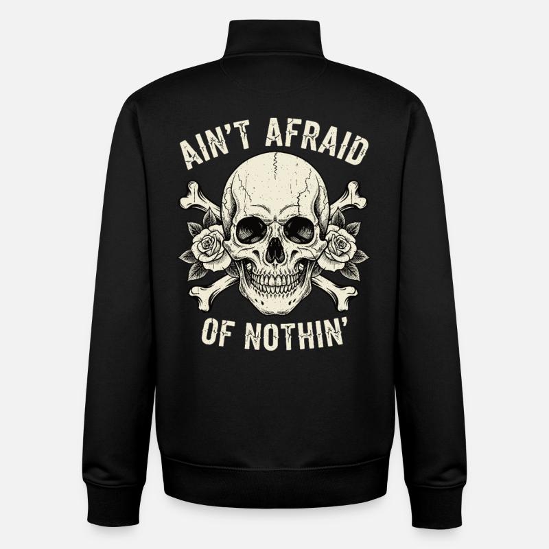 Skull with roses and slogans - Unisex Organic Zip Sweatshirt by Stanley/Stella - black