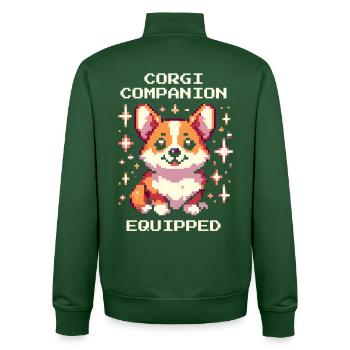 Corgi Companion équipé | Amour de chien Humour - Sweat zippé unisexe en coton bio Stanley/Stella - vert bouteille - Dos - AI Model Male 185 dark (185cm)